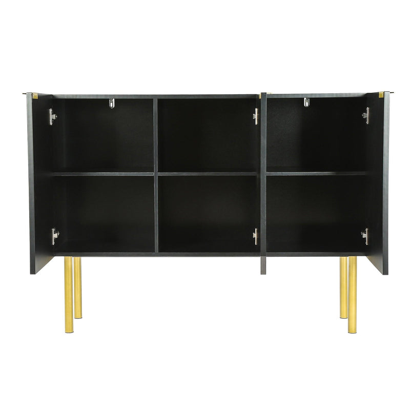 Modern Simple & Luxury Style Sideboard Particle Board & MDF Board Cabinet with Gold Metal Legs & Handles, Adjustable Shelves for Living Room, Dining Room (Black) - Urban Living Furniture (Los Angeles, CA)