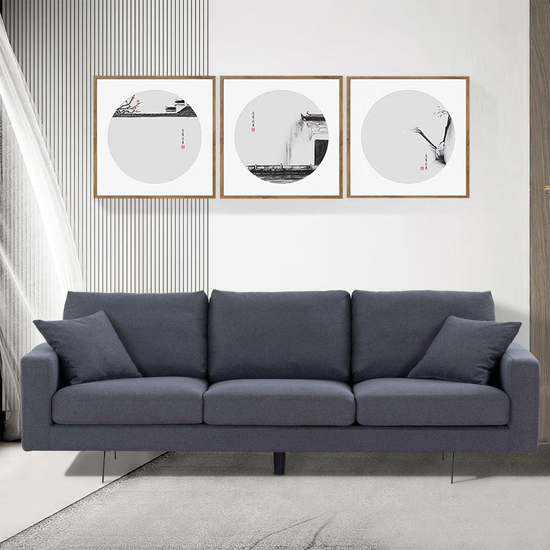 Modern Grey Three-Seat Sofa with Thick Sponge and Two Pillows, 87.40inch - Urban Living Furniture (Los Angeles, CA)