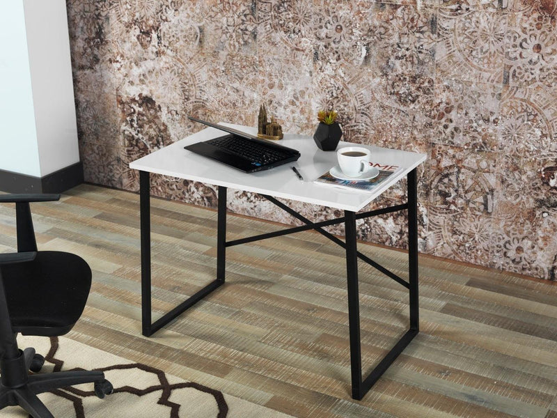 Furnish Home Store Lator Black Metal Frame 35" Wooden Top Small Writing and Computer  Desk for Teens Bedroom, White - Urban Living Furniture (Los Angeles, CA)