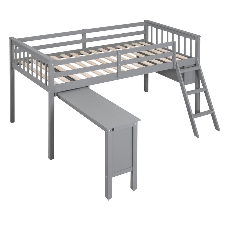 Twin Size Loft Bed With Removable Desk and Cabinet, Gray - Urban Living Furniture (Los Angeles, CA)