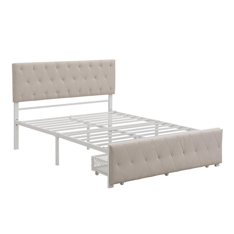 Full SizeStorage Bed Metal Platform Bed with a Big Drawer - Beige - Urban Living Furniture (Los Angeles, CA)