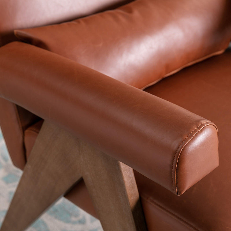 Accent chair, KD rubber wood legs with Walnut finish. PU leather cover the seat. With a cushion.Brown - Urban Living Furniture (Los Angeles, CA)