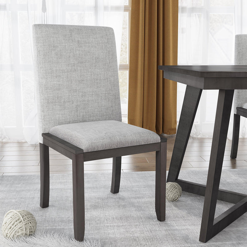 5-Piece Dining Set, Wood Rectangular Table with 4 Linen Fabric Chairs, Gray - Urban Living Furniture (Los Angeles, CA)