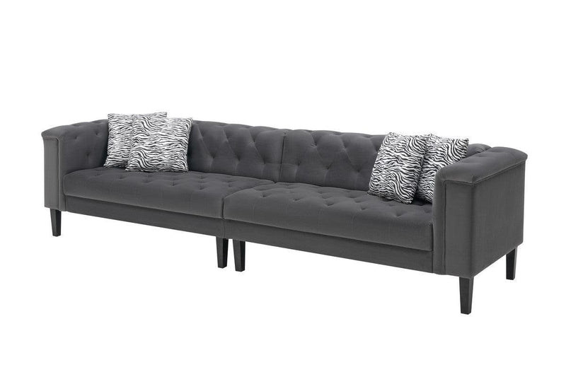 Mary Dark Gray Velvet Tufted Sofa Ottoman Living Room Set With 4 Accent Pillows - Urban Living Furniture (Los Angeles, CA)