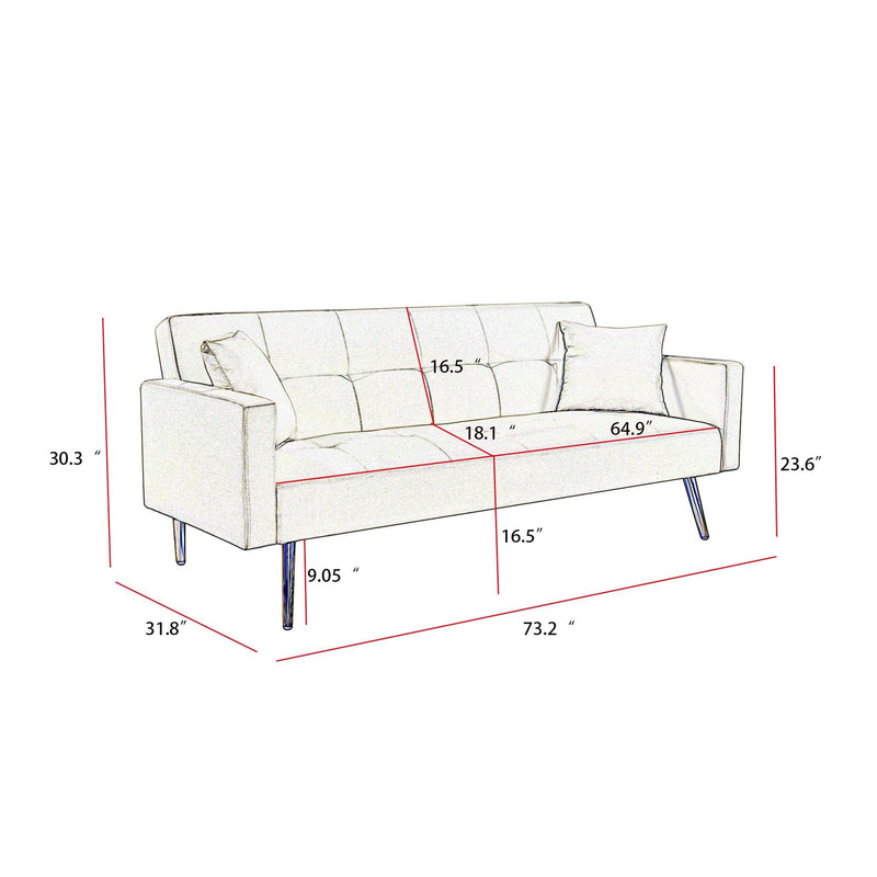 OFF WHITE  Convertible Fabric  Folding Futon Sofa Bed , Sleeper Sofa Couch for Compact Living Space.