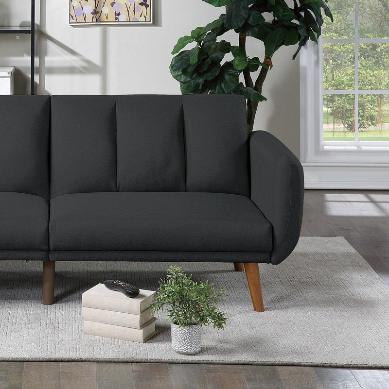 ElegantModern Sofa Black Polyfiber 1pc Sofa Convertible Bed Wooden Legs Living Room Lounge Guest Furniture - Urban Living Furniture (Los Angeles, CA)