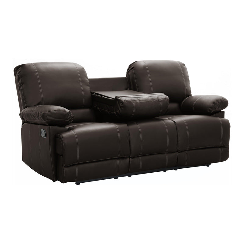 Dark Brown Double Reclining 1pc Sofa with Center Drop-Down Cup Holder Comfortable Plush Seating Solid Wood Plywood Furniture - Urban Living Furniture (Los Angeles, CA)