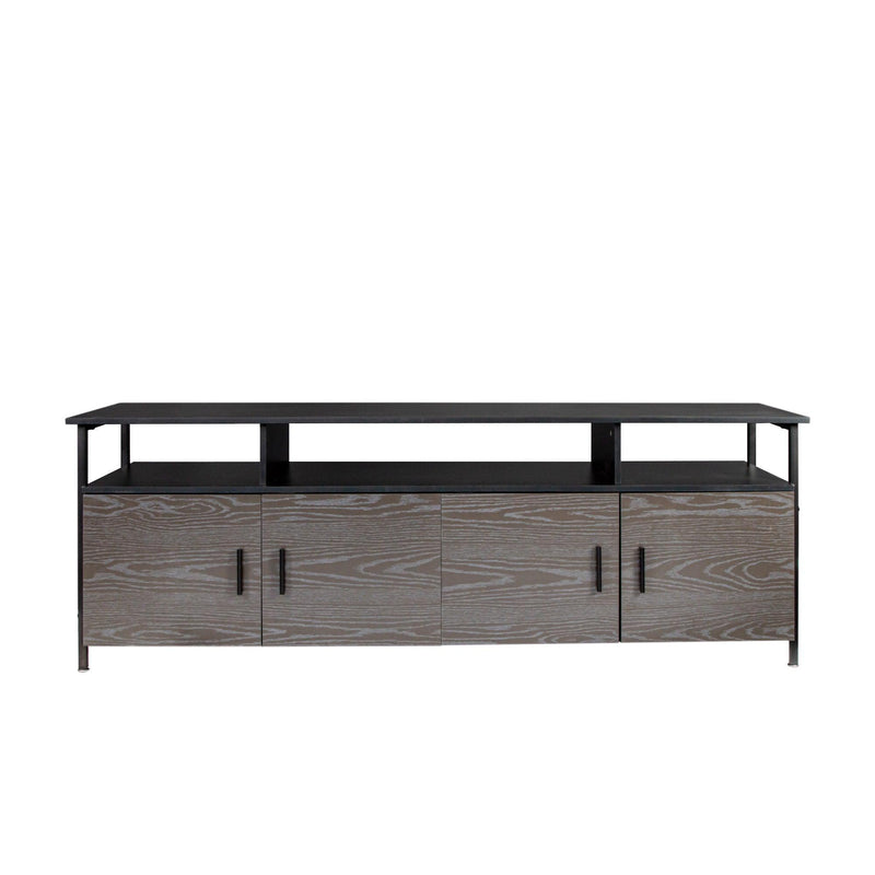 BlackModern simple wood grain TV cabinet 80-inch TV stand, open shelving multi-layerStorage