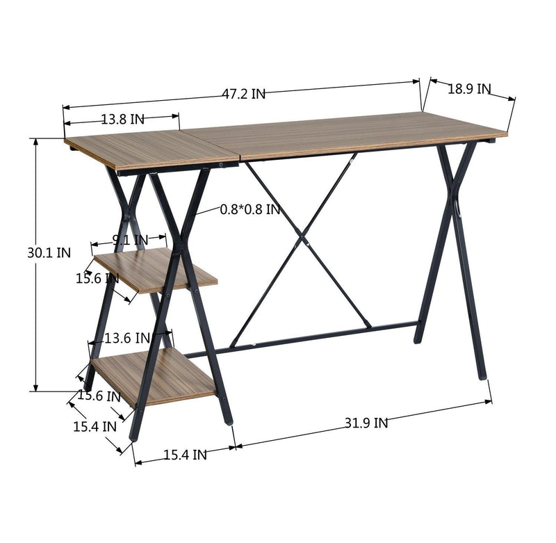 47.2"W X 18.9”D X 30.1"H Computer Desk with 2 layers - BROWN BEECH & BLACK - Urban Living Furniture (Los Angeles, CA)