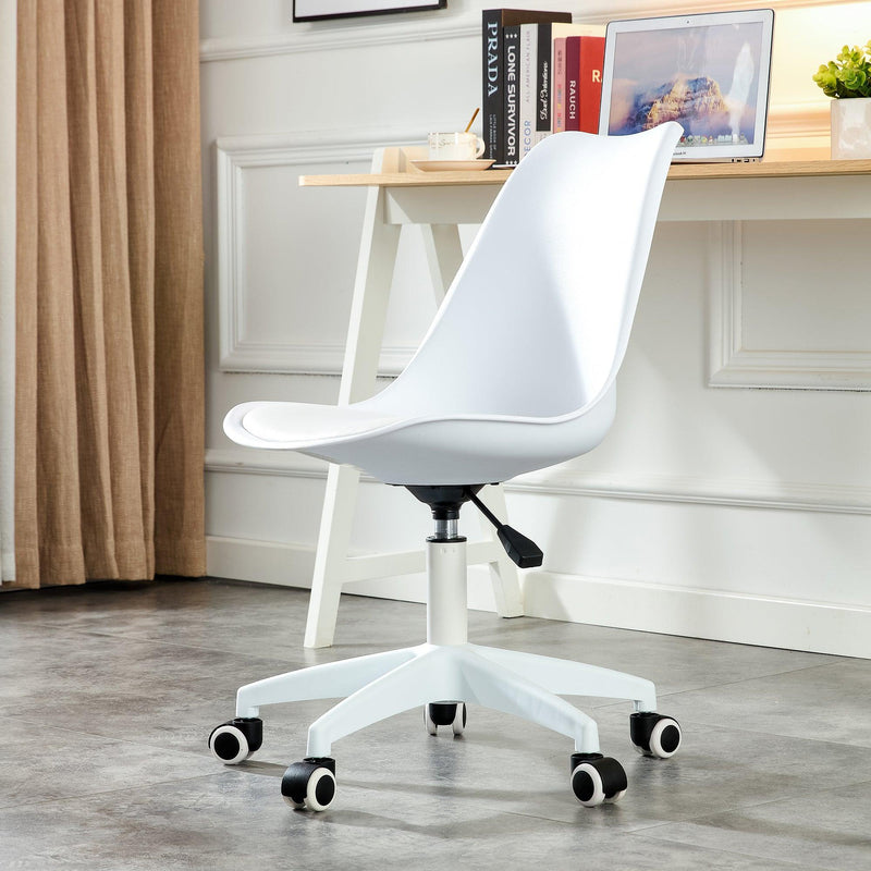 Modern Home Office Desk Chairs, Adjustable 360 °Swivel  Chair Engineering  Plastic Armless Swivel Computer  Chair With Wheels for Living Room, Bed Room Office Hotel Dining Room and White. - Urban Living Furniture (Los Angeles, CA)