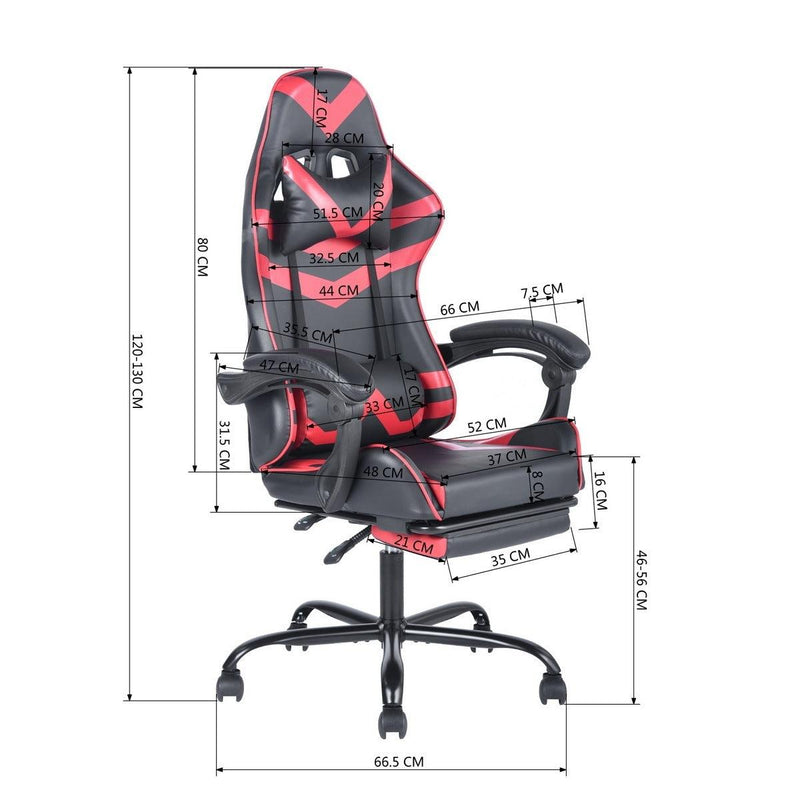 Gaming Office High Back Computer Leather Desk Mesh Ergonomic 180 Degrees Adjustable Swivel Task Chair with Headrest and Lumbar Support, & Footrest , Red - Urban Living Furniture (Los Angeles, CA)