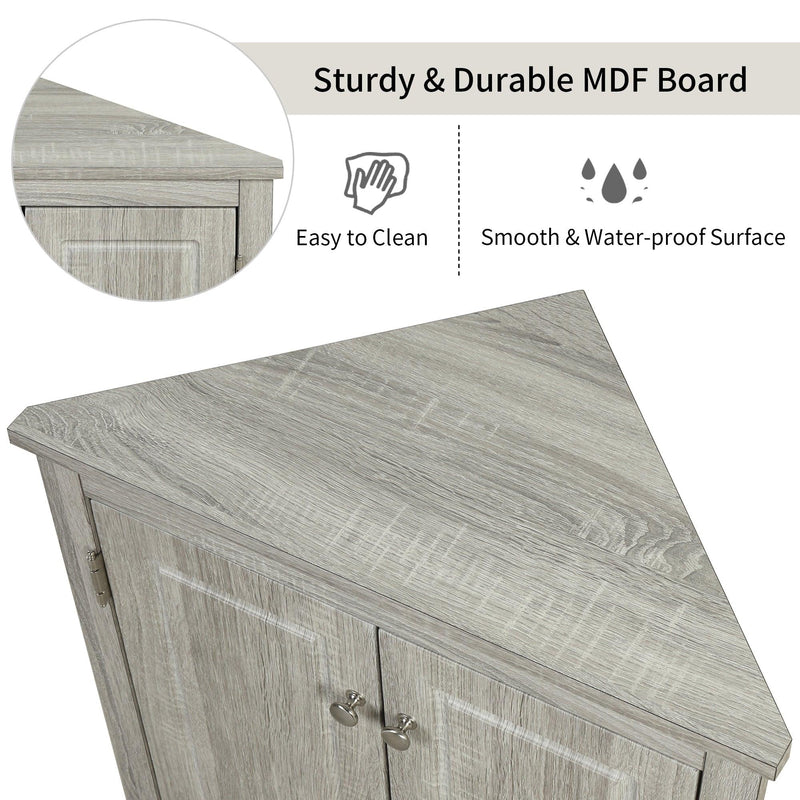 Oak Triangle BathroomStorage Cabinet with Adjustable Shelves, Freestanding Floor Cabinet for Home Kitchen - Urban Living Furniture (Los Angeles, CA)