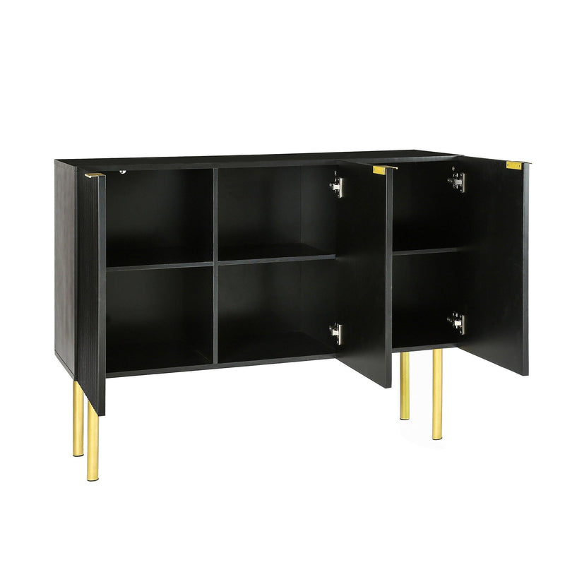 Modern Simple & Luxury Style Sideboard Particle Board & MDF Board Cabinet with Gold Metal Legs & Handles, Adjustable Shelves for Living Room, Dining Room (Black) - Urban Living Furniture (Los Angeles, CA)