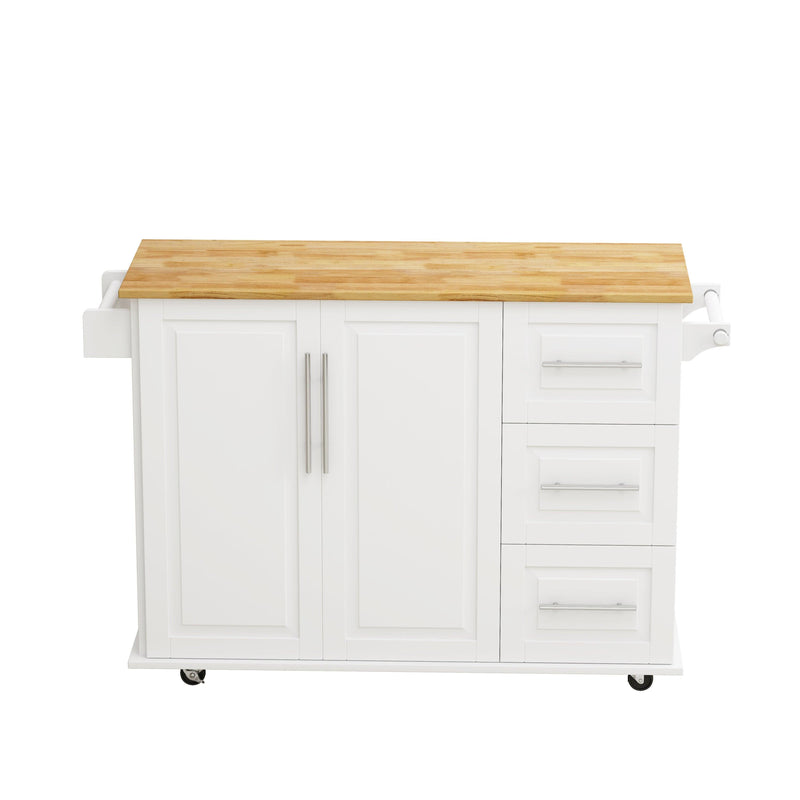 Kitchen Island Cart with 2 Door Cabinet and Three Drawers,43.31 Inch Width with Spice Rack, Towel Rack （White) - Urban Living Furniture (Los Angeles, CA)