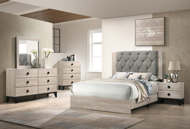 Bedroom Furniture Contemporary Look Cream Color Nightstand Drawers Bed Side Table plywood