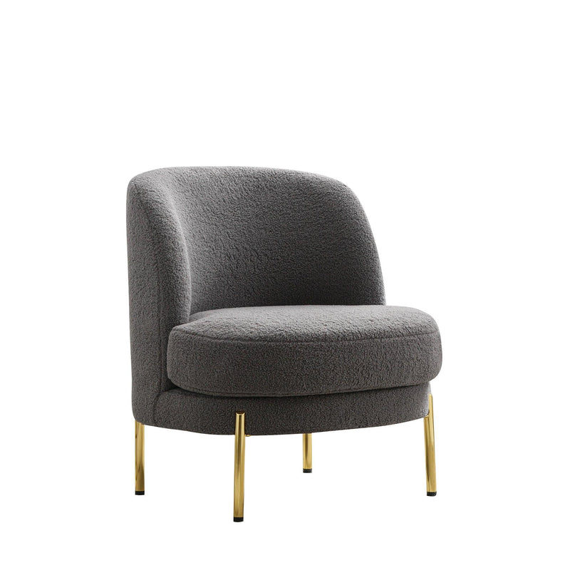 28.4"W Accent Chair Upholstered Curved Backrest Reading Chair Single Sofa Leisure Club Chair with Golden Adjustable Legs For Living Room Bedroom Dorm Room (Gray Boucle) - Urban Living Furniture (Los Angeles, CA)