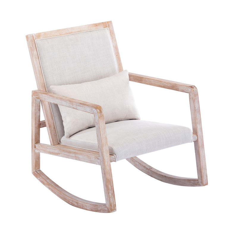 Solid wood linen fabric antique white wash painting rocking chair with  removable lumbar pillow - Urban Living Furniture (Los Angeles, CA)