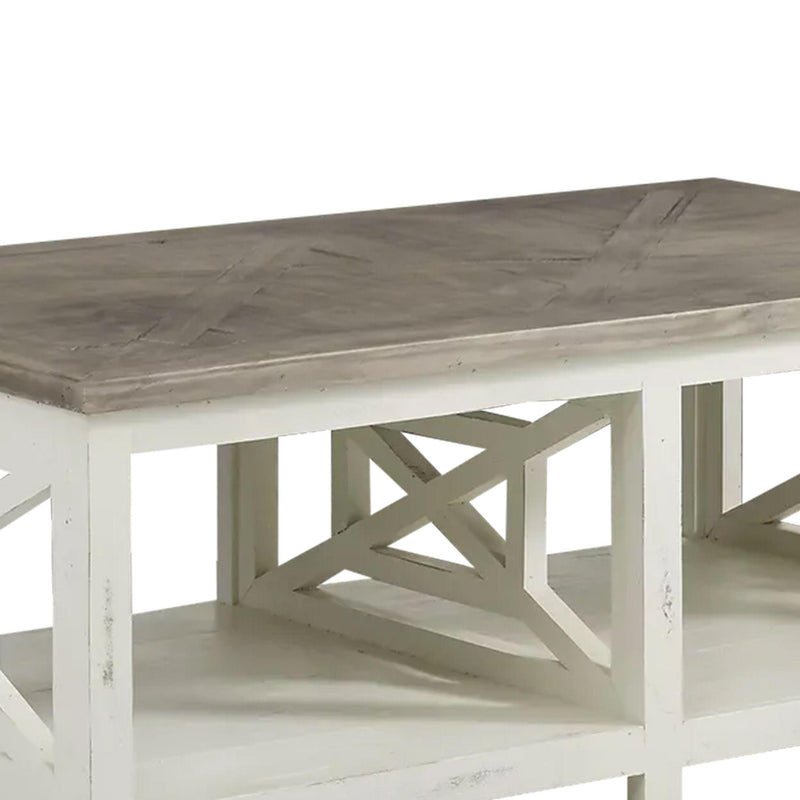 Wooden Rectangle Coffee Table with  X Shape Side Panels, White and Brown - Urban Living Furniture (Los Angeles, CA)