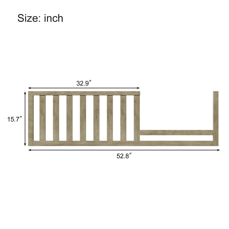 Toddler Bed Safety Guard Rails for Convertible Crib, Stone Gray