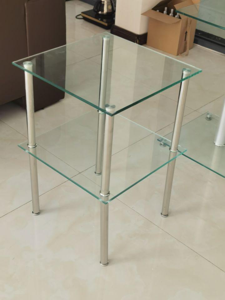 2-Piece Clear Glass Side&End Table Two Layer End table with Shelf