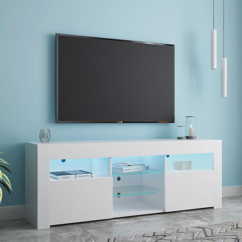 145Modern 57" TV Stand Matte Body High Gloss Fronts with 16 Color LEDs - Urban Living Furniture (Los Angeles, CA)