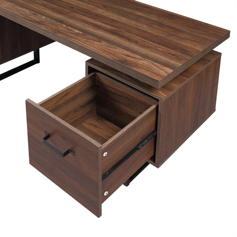 Home Office Computer Desk with Drawers/Hanging Letter-size Files, 59 inch Writing Study Table with Drawers - Urban Living Furniture (Los Angeles, CA)