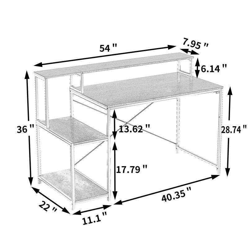 Computer Desk withStorage Shelves（Rustic Brown+Black） - Urban Living Furniture (Los Angeles, CA)