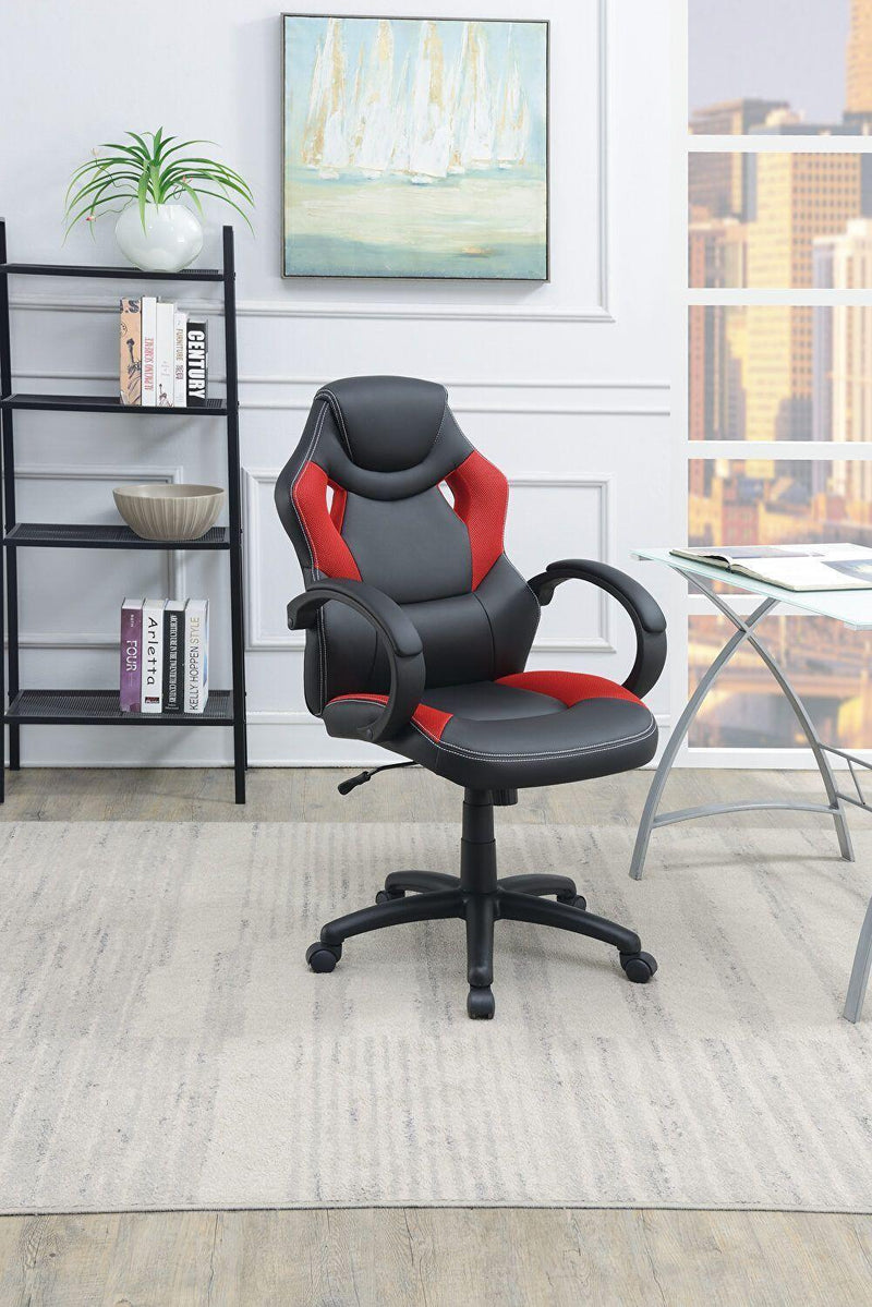 Office Chair Upholstered 1pc Cushioned Comfort Chair Relax Gaming Office Work Black And Red Color