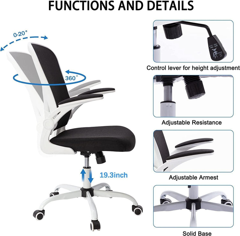 Office Chair Mesh High Back Computer Chair Height Adjustable Swivel Desk Chairs with Wheels,Adjustable Armrest Backrest,Black