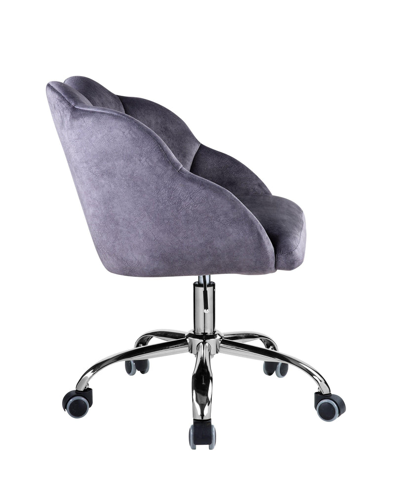 ACME Rowse Office Chair in Dark Gray Velvet & Chrome Finish OF00118