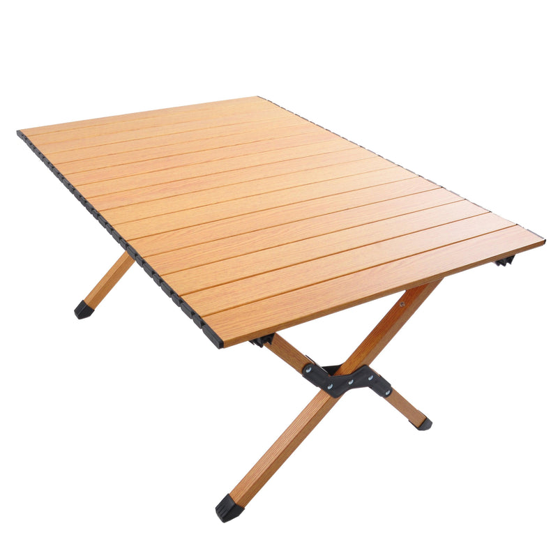 Portable picnic table, rollable aluminum alloy table top, with folding solid X-shaped frame, and handbag  ZB1002MW