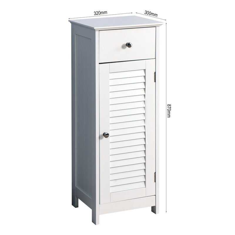 Bathroom Floor CabinetStorage Organizer Set with Drawer and Single Shutter Door Wooden White - Urban Living Furniture (Los Angeles, CA)