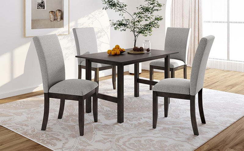 Farmhouse 5-Piece Wood Dining Table Set for 4, Kitchen Furniture Set with 4 Upholstered Dining Chairs for Small Places, Gray Table+Gray Chair - Urban Living Furniture (Los Angeles, CA)