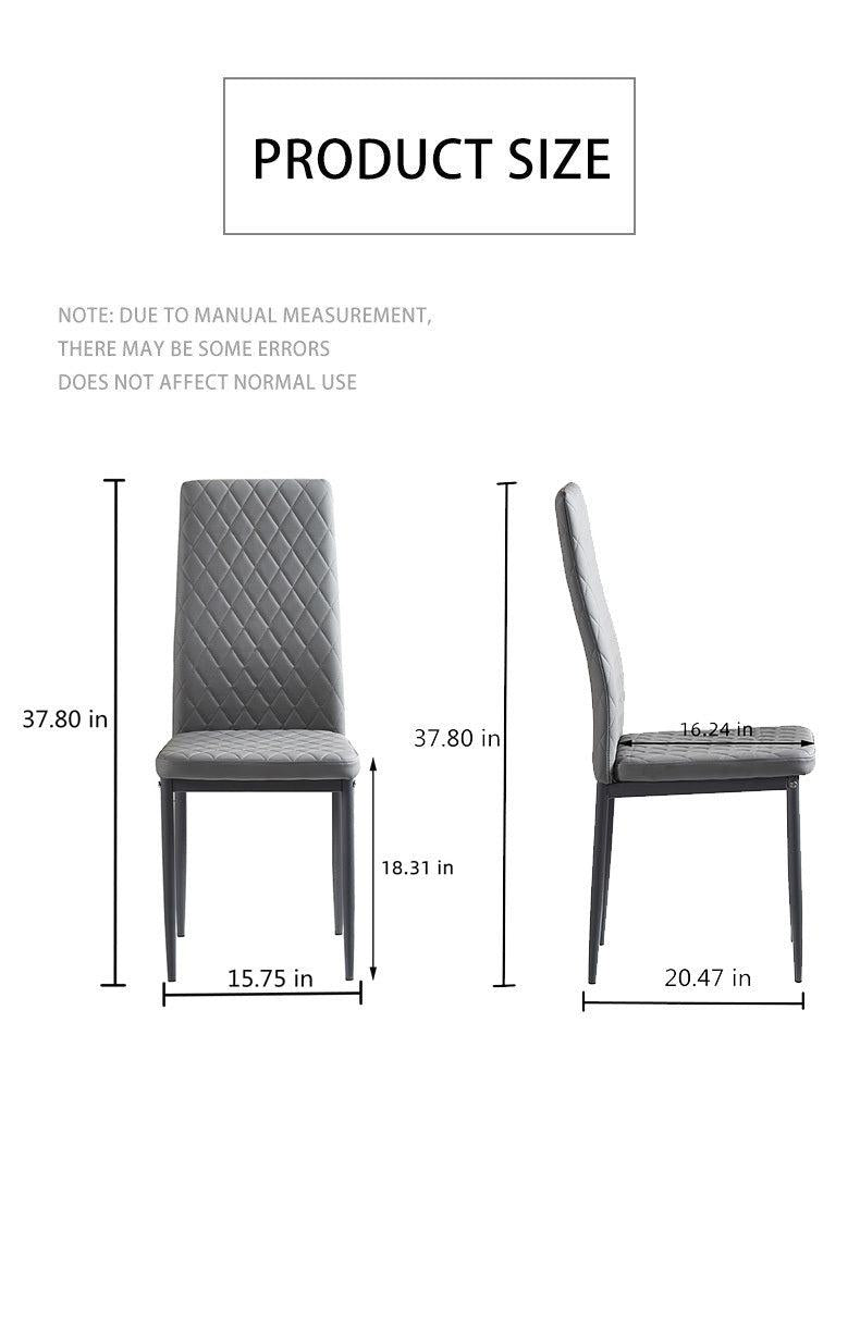 Light GrayModern minimalist dining chair leather sprayed metal pipe diamond grid pattern restaurant home conference chair set of 4 - Urban Living Furniture (Los Angeles, CA)