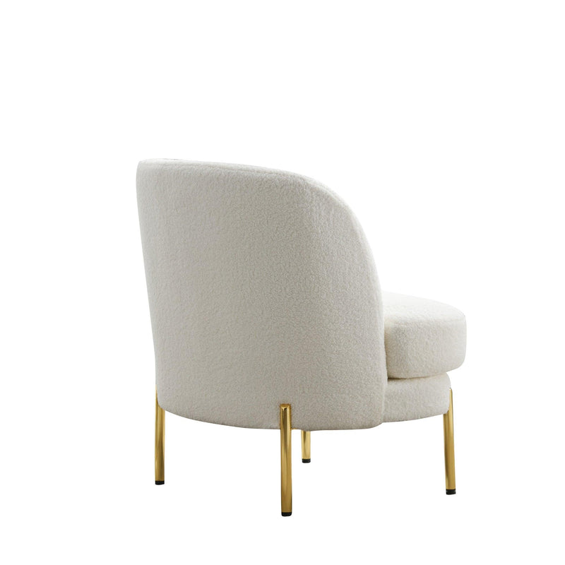 28.4"W Accent Chair Upholstered Curved Backrest Reading Chair Single Sofa Leisure Club Chair with Golden Adjustable Legs For Living Room Bedroom Dorm Room (Ivory Boucle)