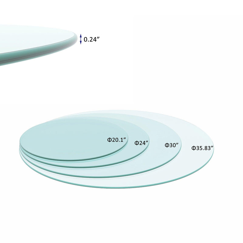 30" Inch Round Tempered Glass Table Top Clear Glass 1/4" Inch Thick Round Polished Edge - Urban Living Furniture (Los Angeles, CA)