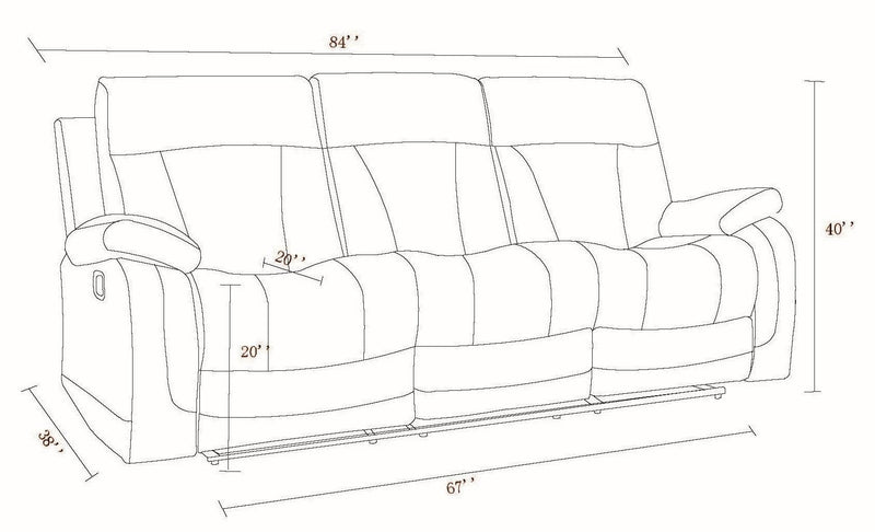 Global United Reclining Transitional Microfiber Fabric Sofa