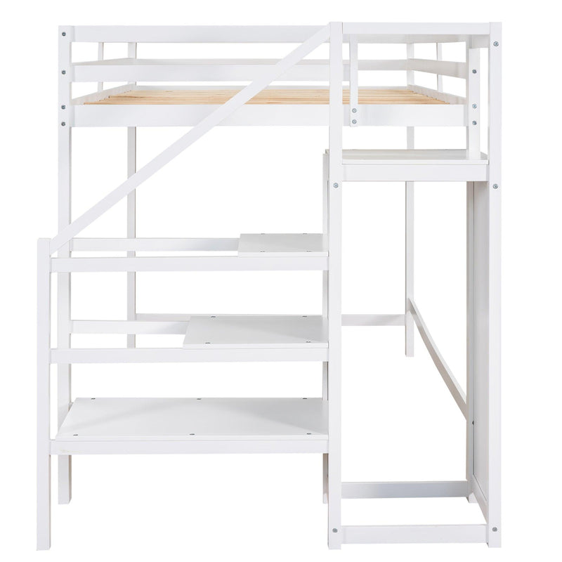 Full Size Loft Bed with Built-inStorage Wardrobe and Staircase,White - Urban Living Furniture (Los Angeles, CA)