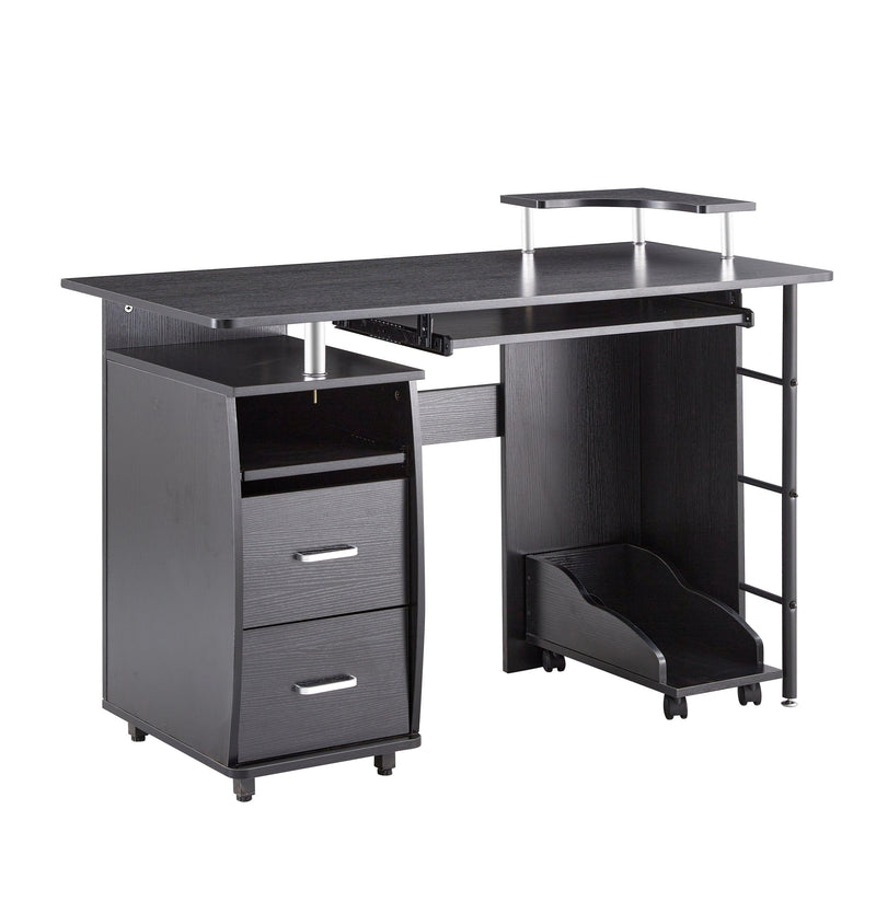 solid wood computer Desk,office table with PC droller,Storage shelves and file cabinet , two drawers, CPU tray,a shelf  used for planting, single , black. 47.24''L 21.65''W 34.35''H - Urban Living Furniture (Los Angeles, CA)