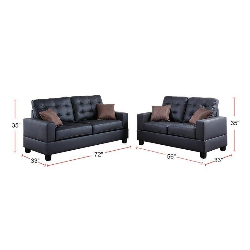 Living Room Furniture 2pc Sofa Set Black Faux Leather Tufted Sofa Loveseat w Pillows Cushion Couch - Urban Living Furniture (Los Angeles, CA)