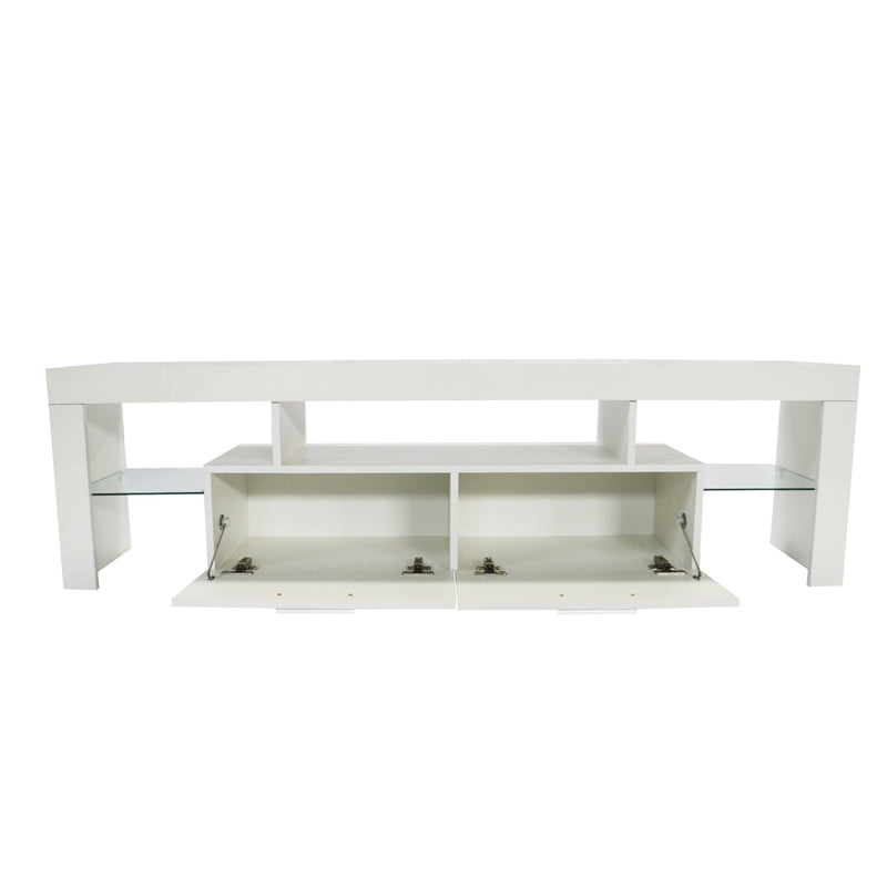 20 minutes quick assemble,White morden TV Stand with LED Lights,high glossy front TV Cabinet,can be assembled in Lounge Room, Living Room or Bedroom,color:WHITE