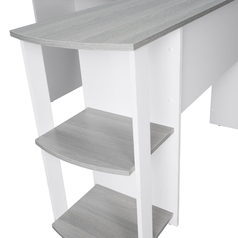 Techni MobiliModern L-Shaped Desk with Side Shelves, Grey - Urban Living Furniture (Los Angeles, CA)