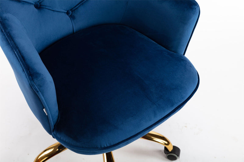 Velvet Swivel Shell Chair for Living Room ,Office chair ,Modern Leisure Arm Chair Navy