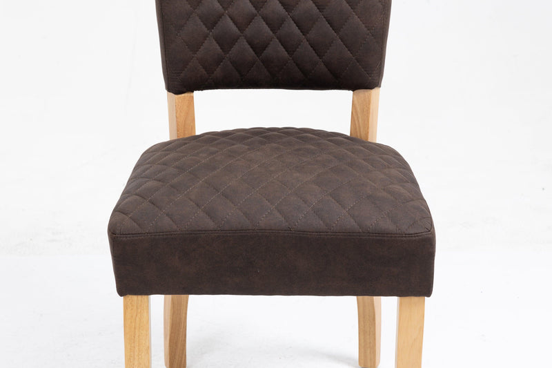 Upholstered Diamond Stitching Leathaire Dining Chair with Solid Wood Legs BROWN - Urban Living Furniture (Los Angeles, CA)