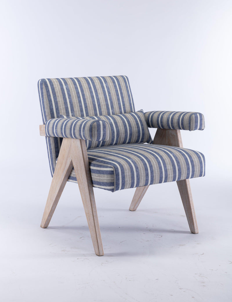 Accent chair, KD rubber wood legs with black finish. Fabric cover the seat. With a cushion.Blue Stripe - Urban Living Furniture (Los Angeles, CA)