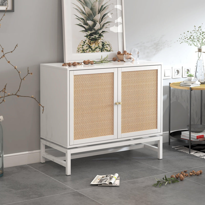 Natural rattan 2 door cabinet，with 1 Adjustable Inner Shelves，rattan，AccentStorage Cabinet - Urban Living Furniture (Los Angeles, CA)