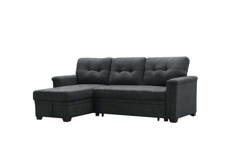 Ashlyn Dark Gray Woven Fabric Sleeper Sectional Sofa Chaise with USB Charger and Tablet Pocket - Urban Living Furniture (Los Angeles, CA)