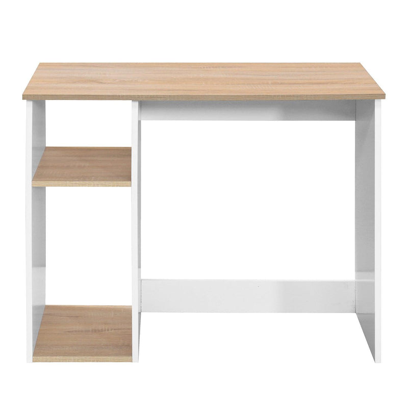 Full Wooden computer desk with 2 layers, 35.4" W x 18.9" D x 29.5" H, Oak & White - Urban Living Furniture (Los Angeles, CA)