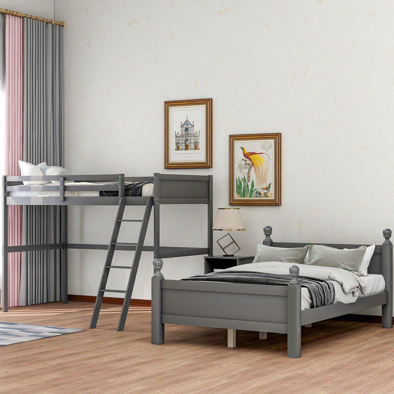 Twin over Full Loft Bed with Cabinet, Gray - Urban Living Furniture (Los Angeles, CA)