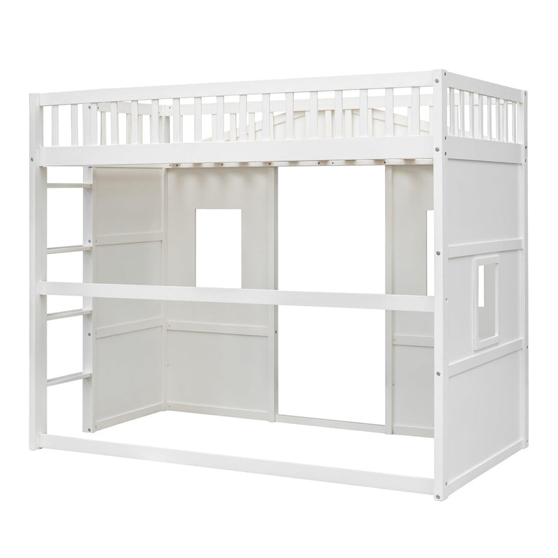 Twin Size House Loft Bed With Ladder-White - Urban Living Furniture (Los Angeles, CA)